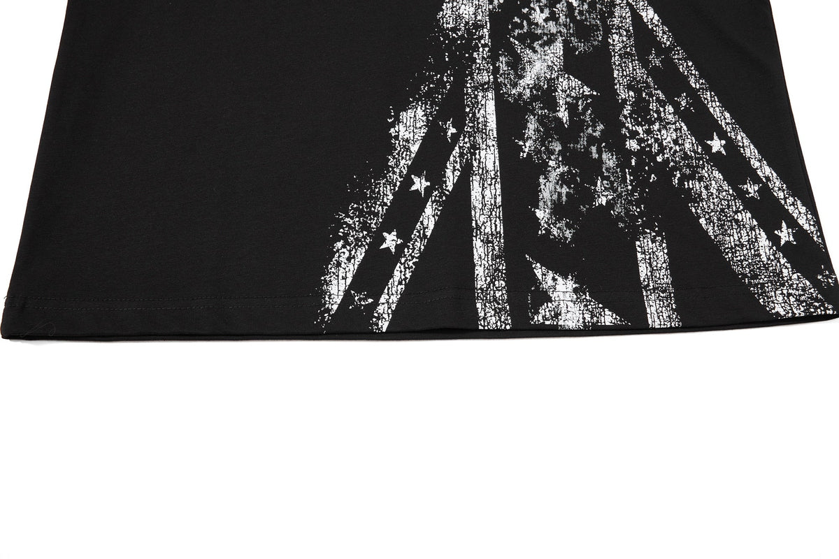 Madxmarx Distressed Union Graphic Long Sleeve Tee