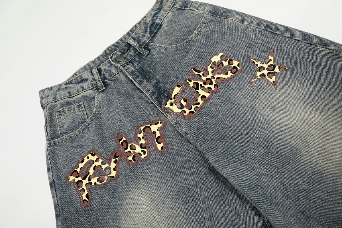Jeans larges à motif léopard Madxmarx Star