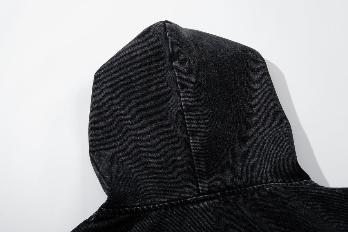 Madxmarx Toggle-Front Washed Denim Hoodie