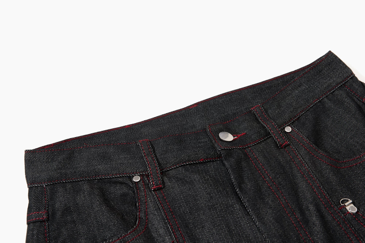 Pantalon en jean à poches multiples surpiqué Madxmarx