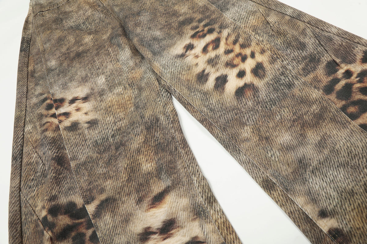 Jeans larges lavés à motif léopard Madxmarx