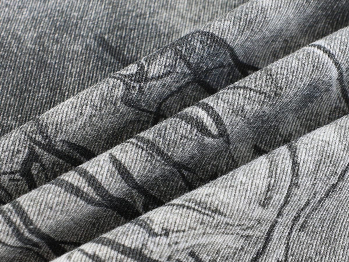 Pantalon en jean délavé à coupe incurvée Madxmarx Graffiti