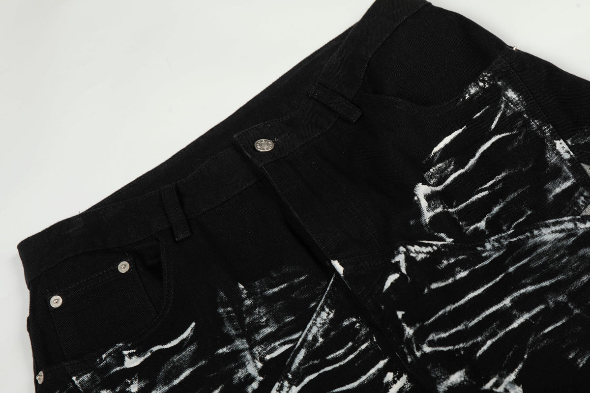 Madxmarx Star Brush-Stroke Wide-Leg Jeans