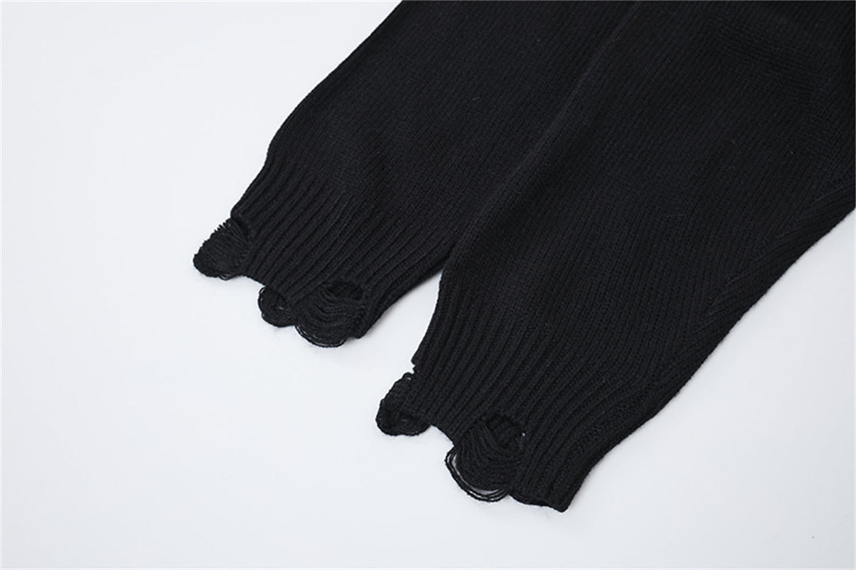 Madxmarx Distressed Cross Knit Sweater
