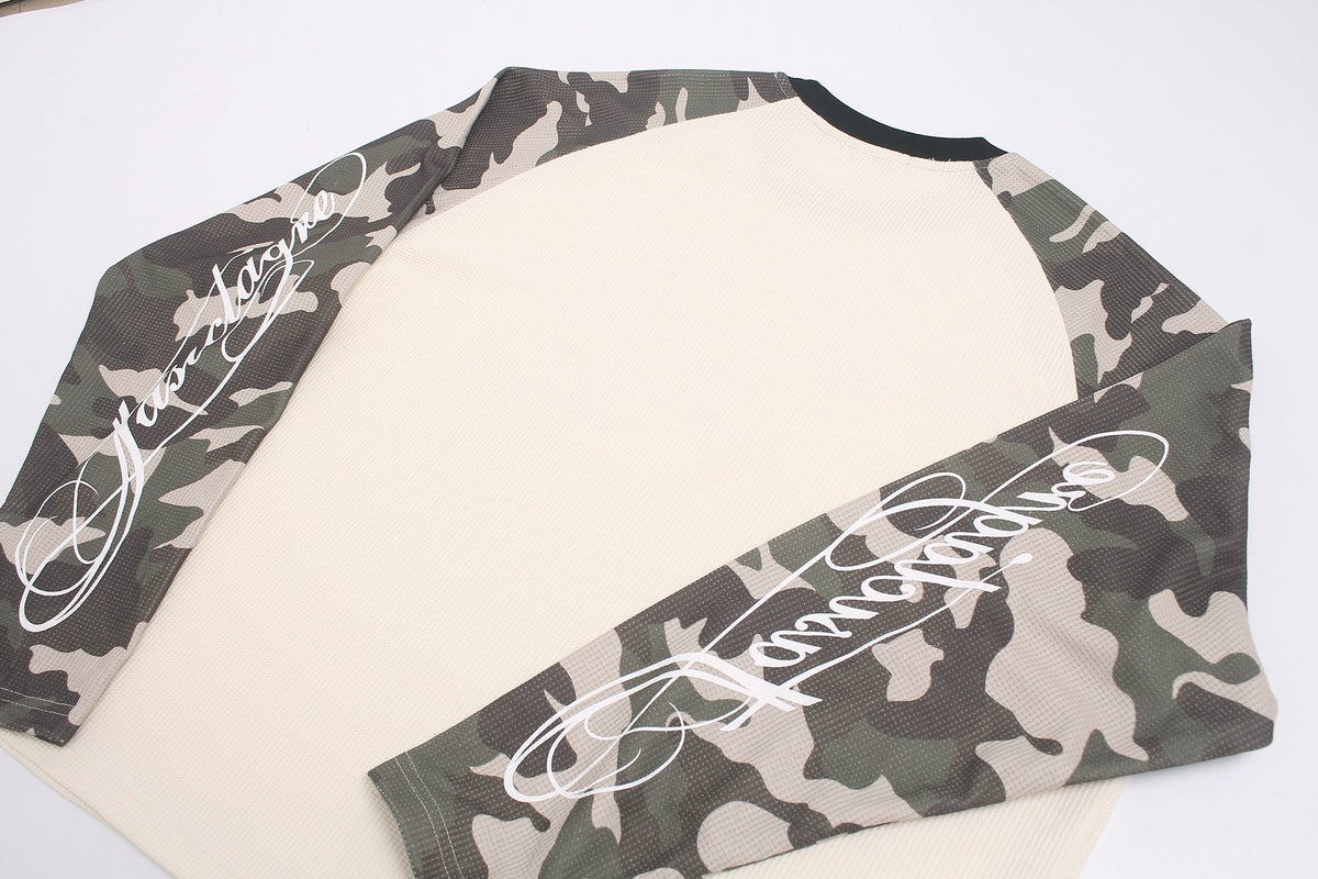 Madxmarx Camo Sleeve Waffle Long Sleeve