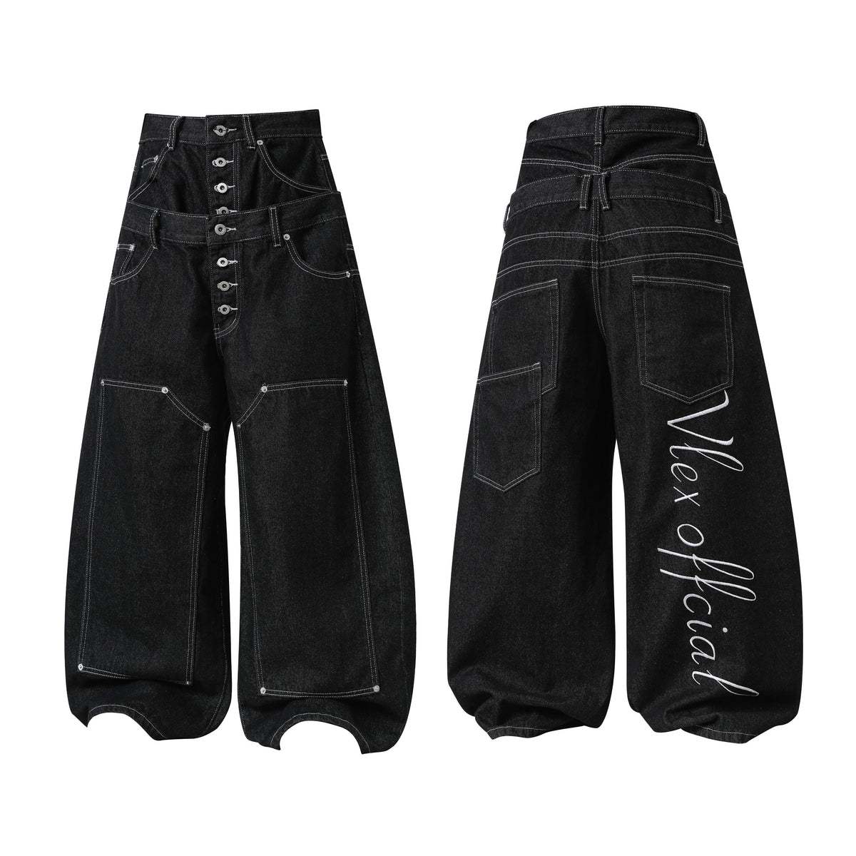 Pantalon utilitaire en jean à double taille Madxmarx