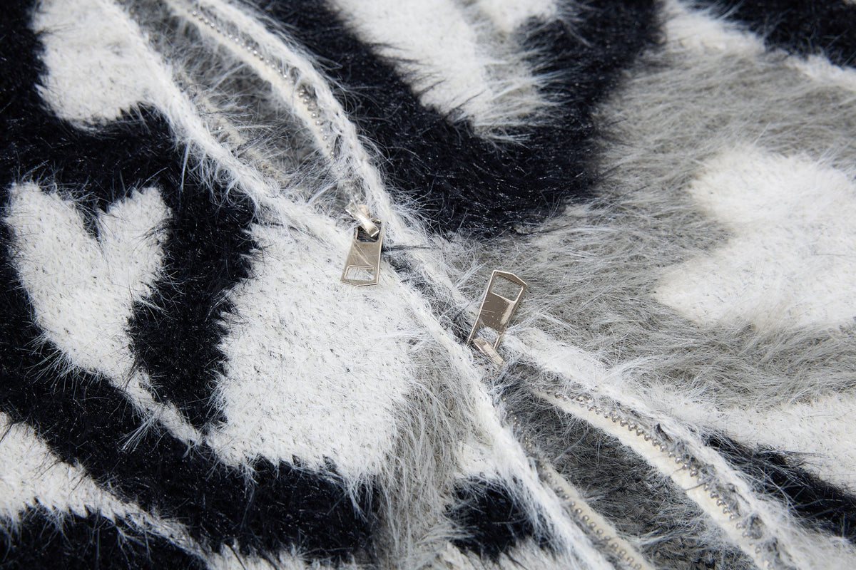 Madxmarx Flame Pattern Fleece Zip Hoodie
