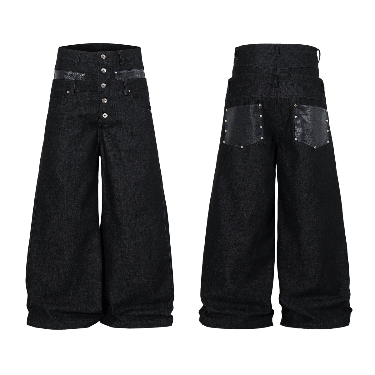 Pantalon en jean à jambe large et fermeture à boutons Madxmarx