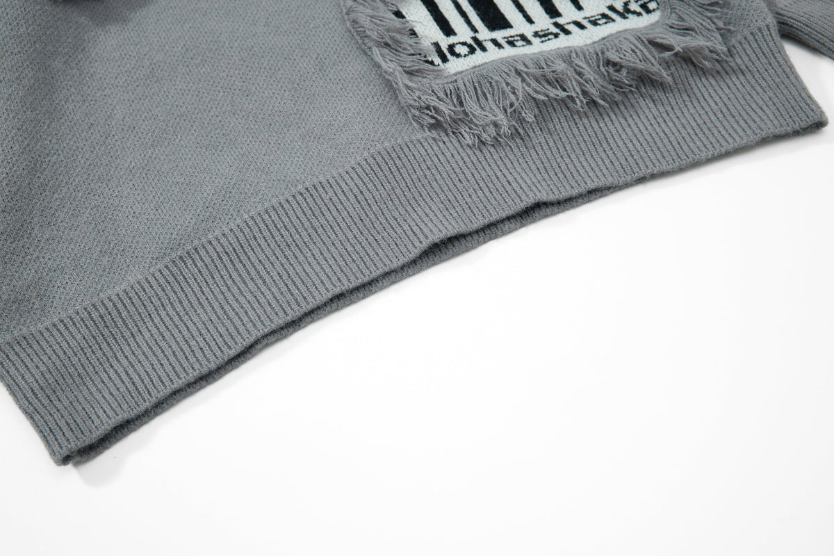 Madxmarx Fringe Patch Knit Sweater