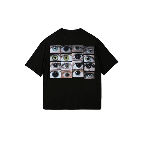 T-Shirt mit Augen-Print-Muster - Schwarz / S