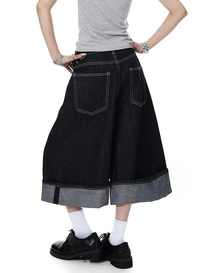 Buckle Detail Raw Denim Jorts