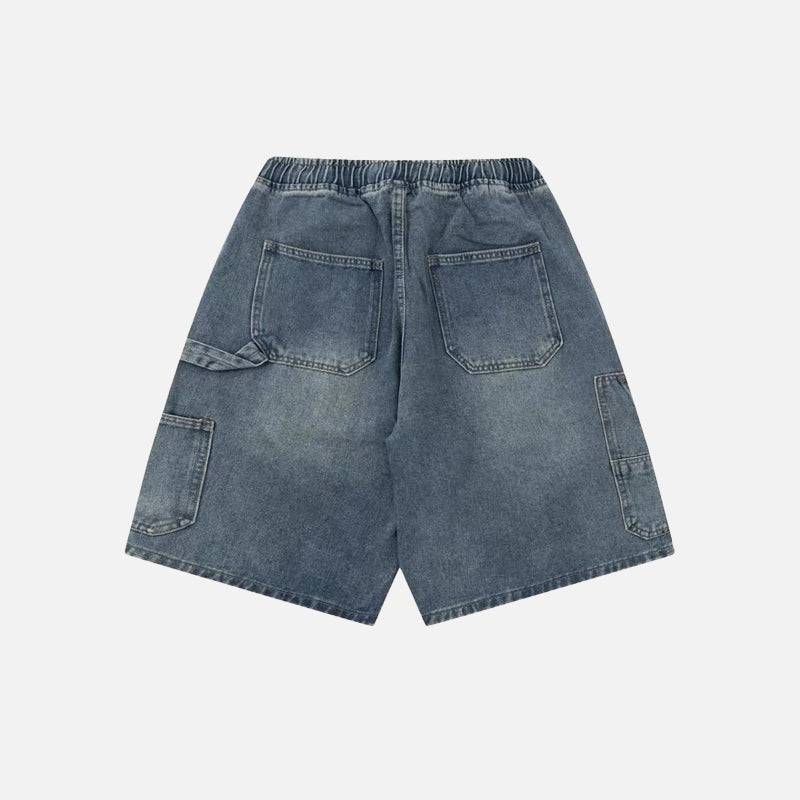Lässige hohe blaue Denim-Shorts
