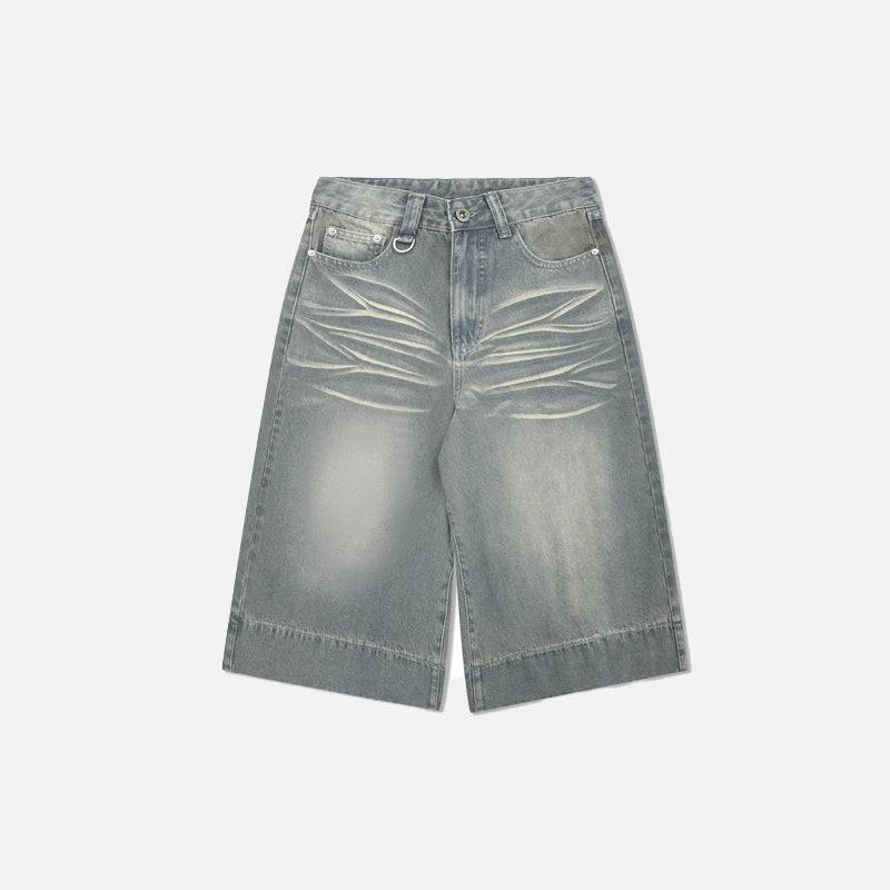 Pantalones cortos de pierna ancha en azul lavado