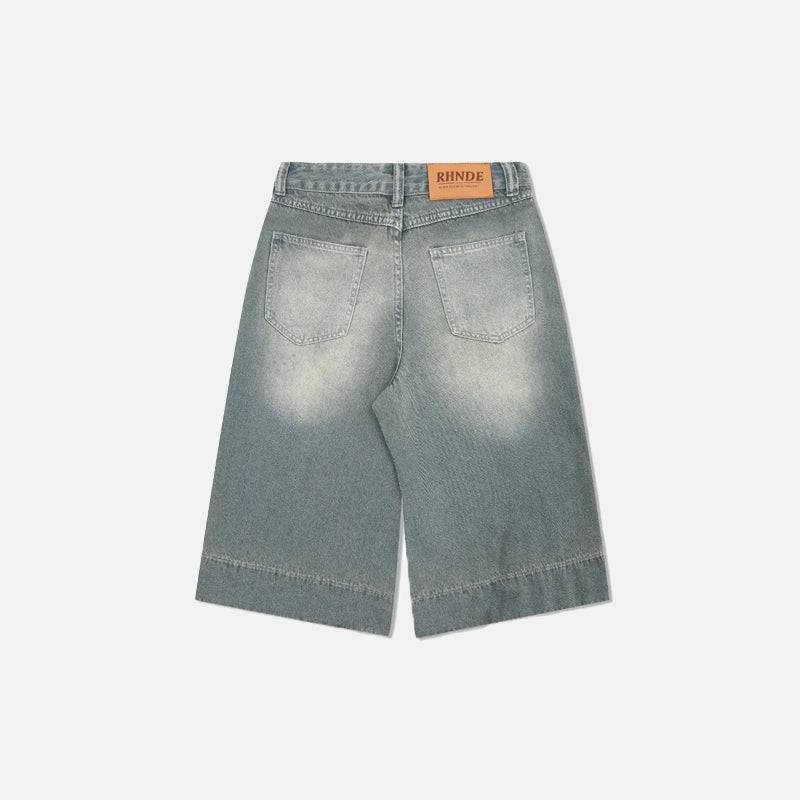 Pantalones cortos de pierna ancha en azul lavado