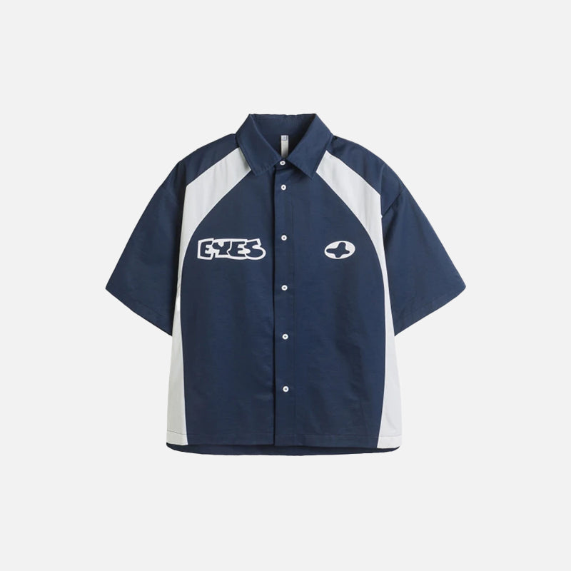 Patchwork Short-sleeved Eyes Shirt