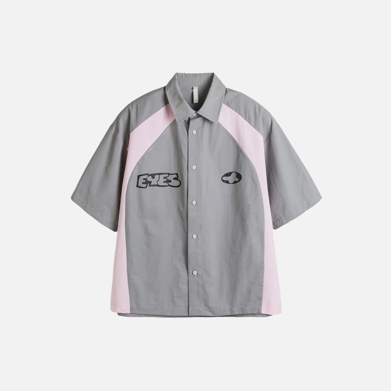 Patchwork Short-sleeved Eyes Shirt