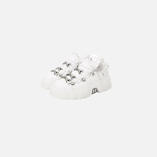 Sapatos com Solado Grosso de Metal - Branco com pelúcia / 35