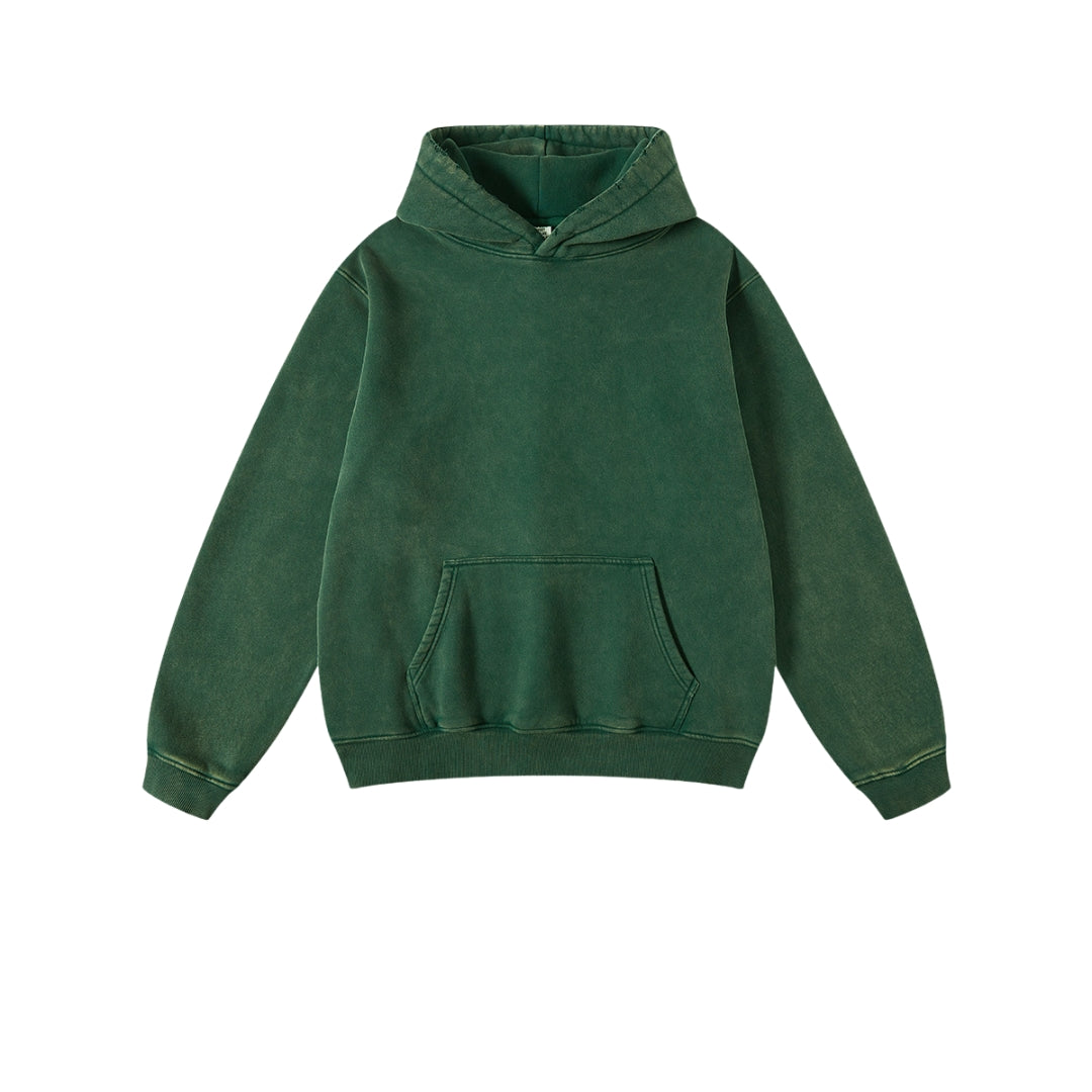 Oversize Fleece Lining Washed Zipper Hoodie & Pullover Hoodie & Pants Setup