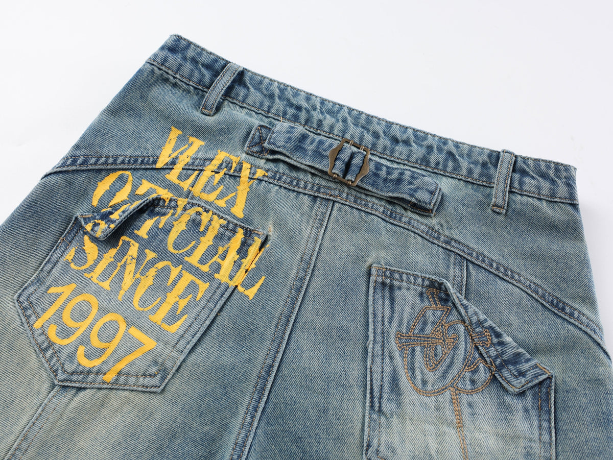 Madxmarx Graphic Wide-Leg Denim Pants