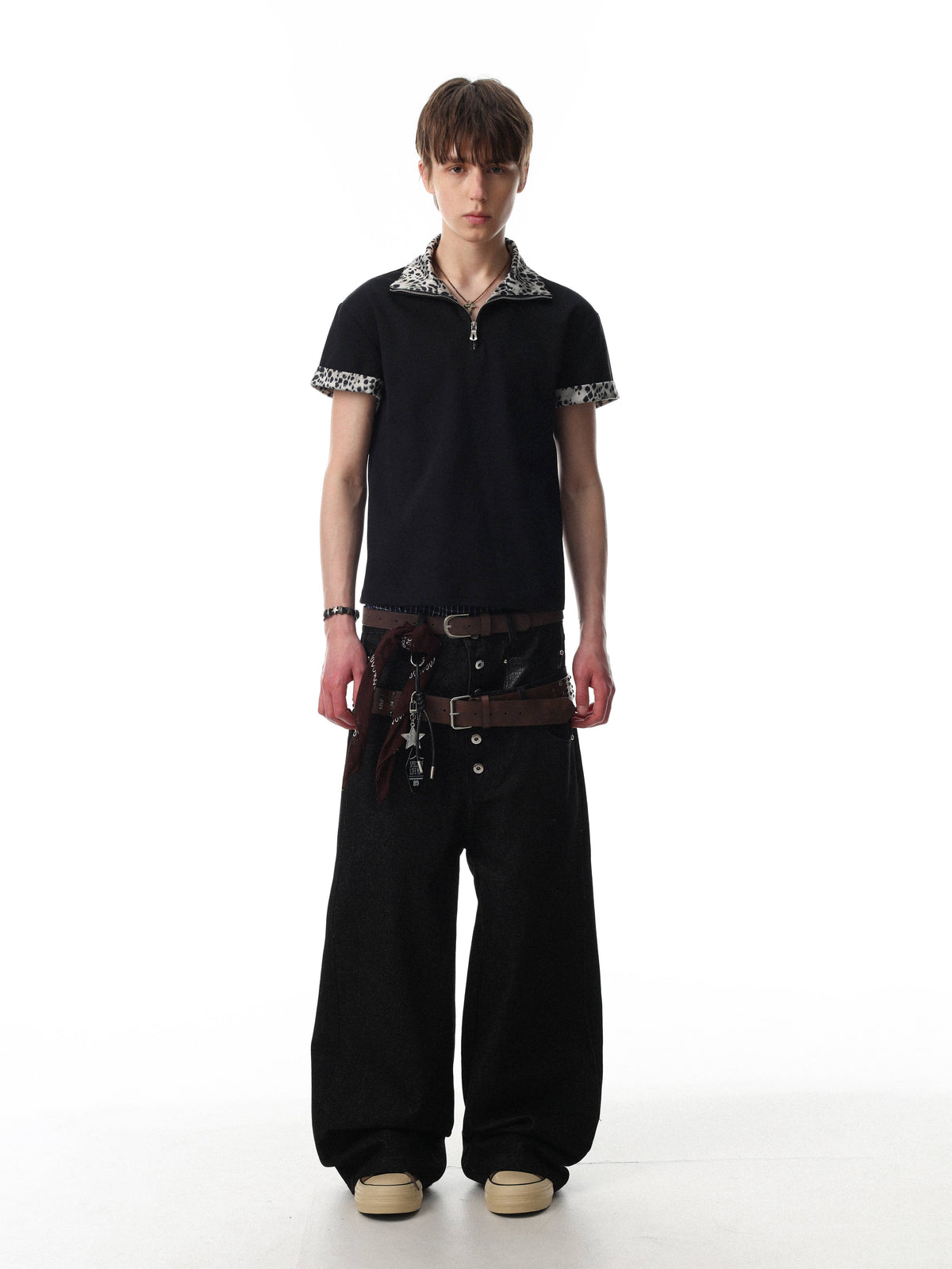 Madxmarx “Leopard Trim Zip Polo”