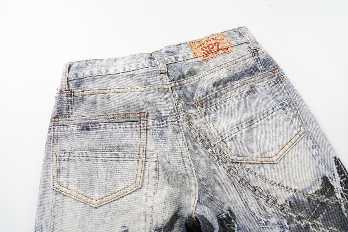 Madxmarx Distressed Patchwork Jeans