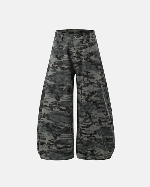 Pantalon cargo camouflage orné de strass - Camo / S