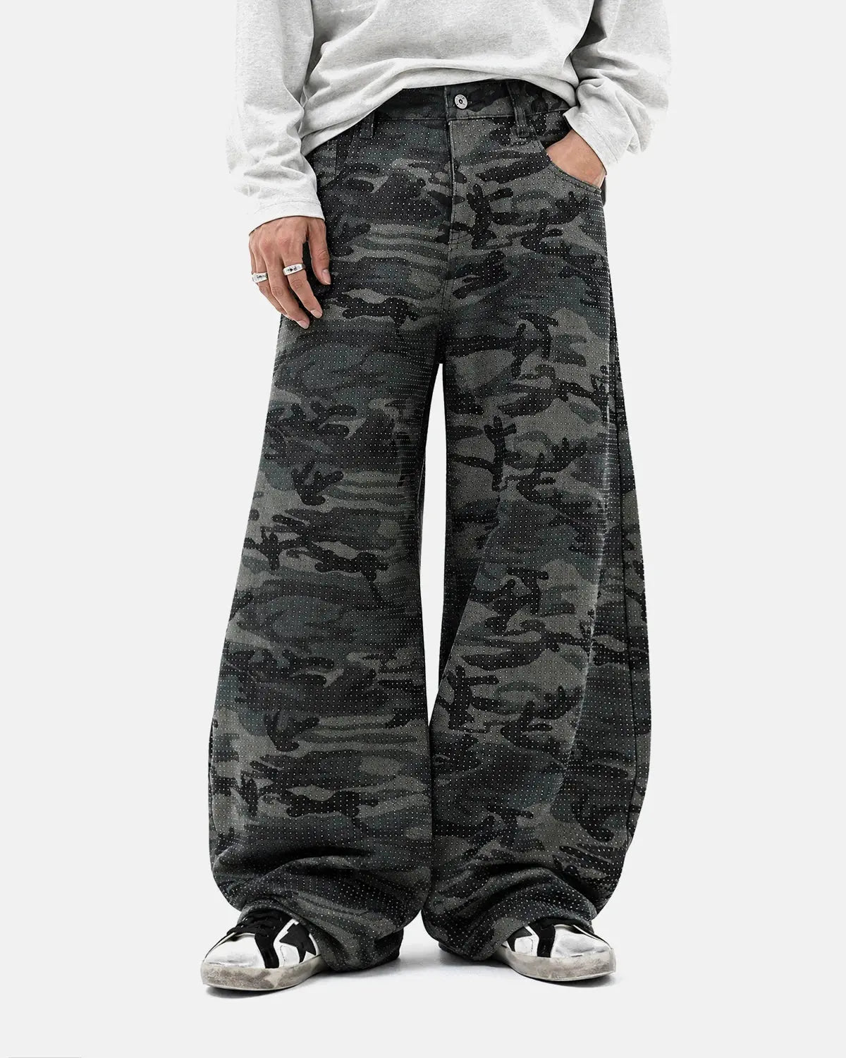 Rhinestone Camo Barrel Pants