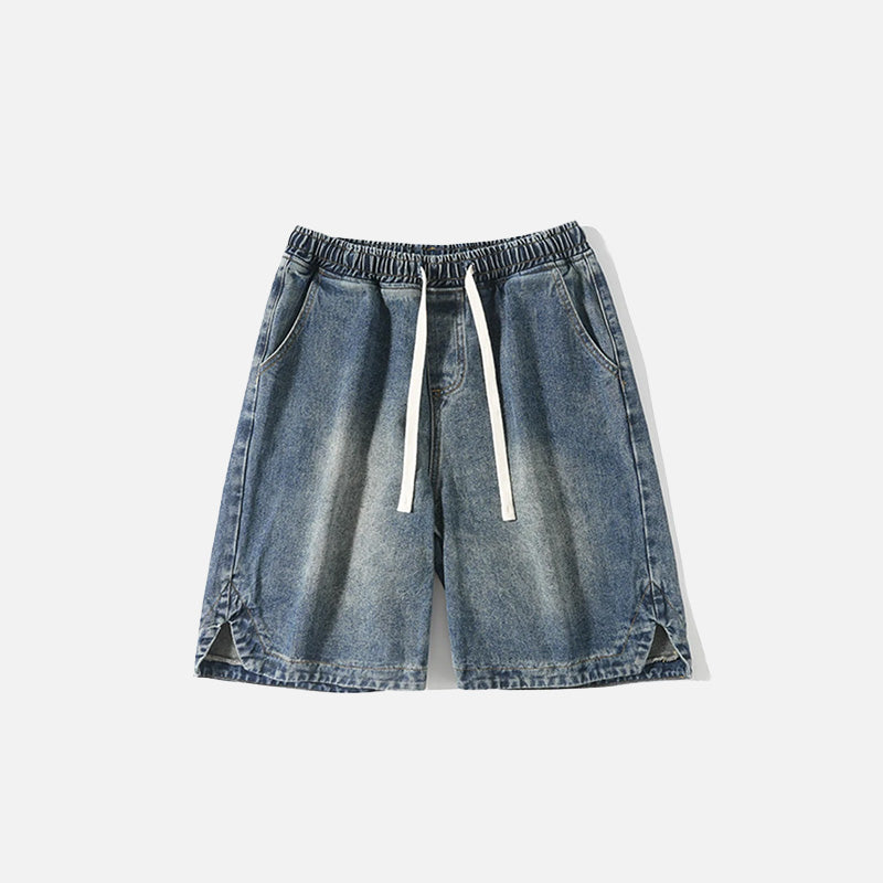 Washed Sports Denim Shorts