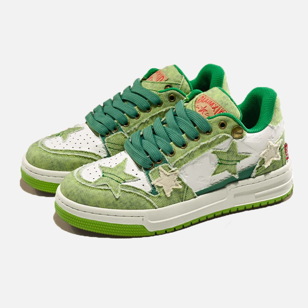 Avocado Green Starryclimb Patchwork Skate Shoes