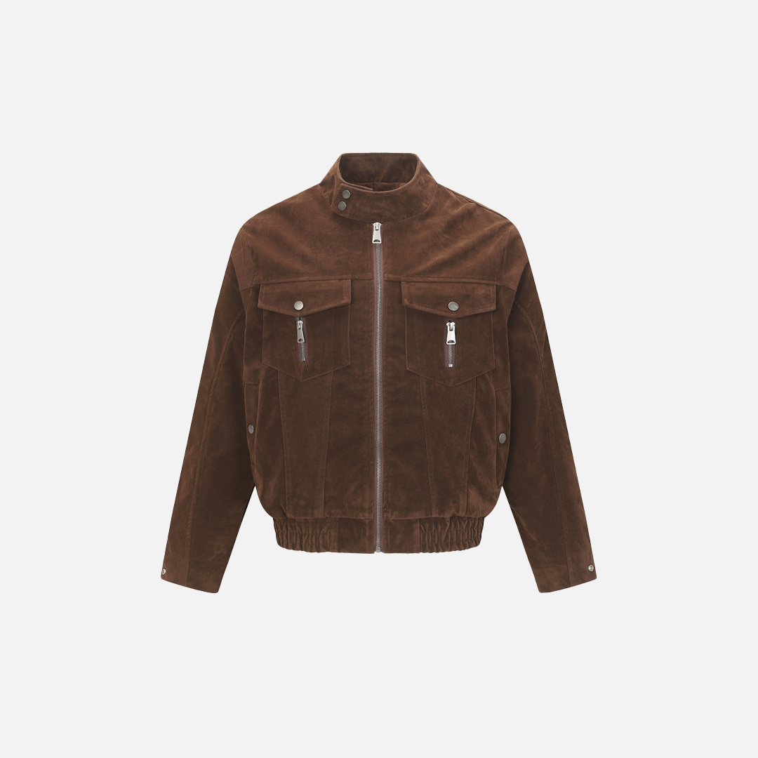 Warm Punk European Style Casual Zip-Up Woven Jacket
