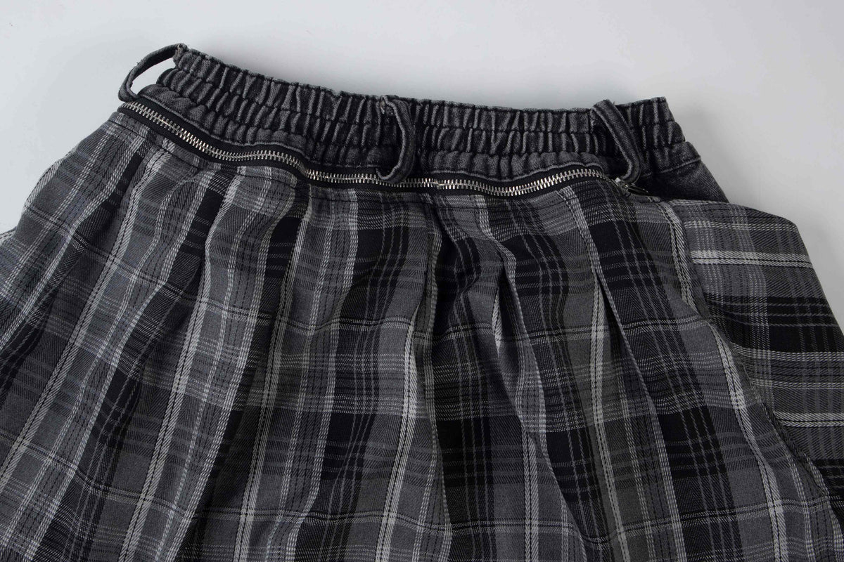 Madxmarx Layered Plaid Baggy Jeans