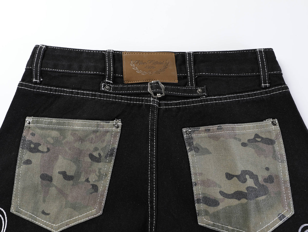 Madxmarx Camo Trim Wide-Leg Jeans