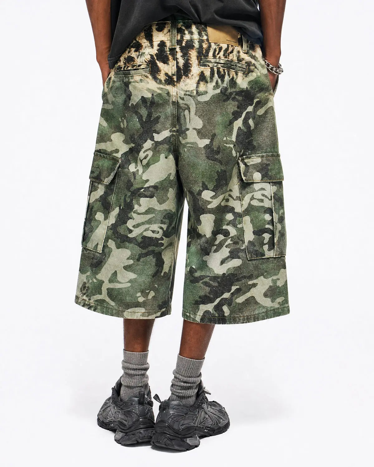 Leopard Camo Cargo Longline Shorts
