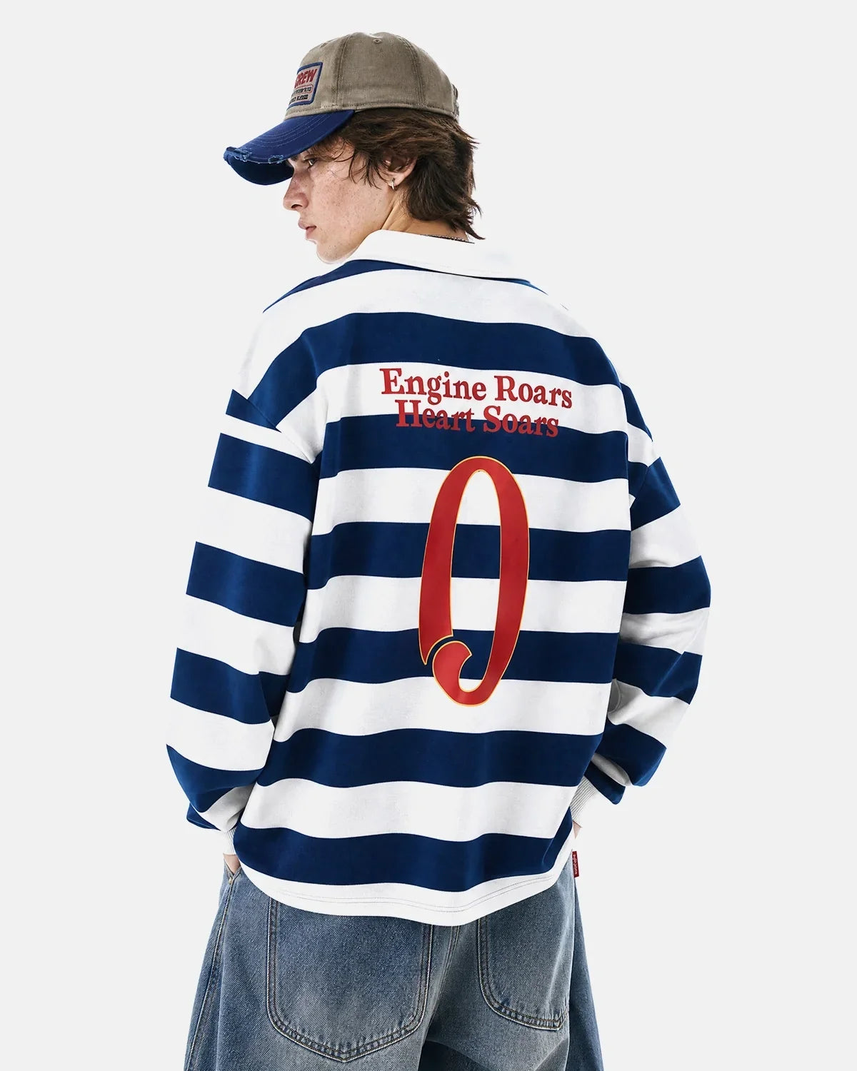 Graphic Striped Rugby Polo Shirt