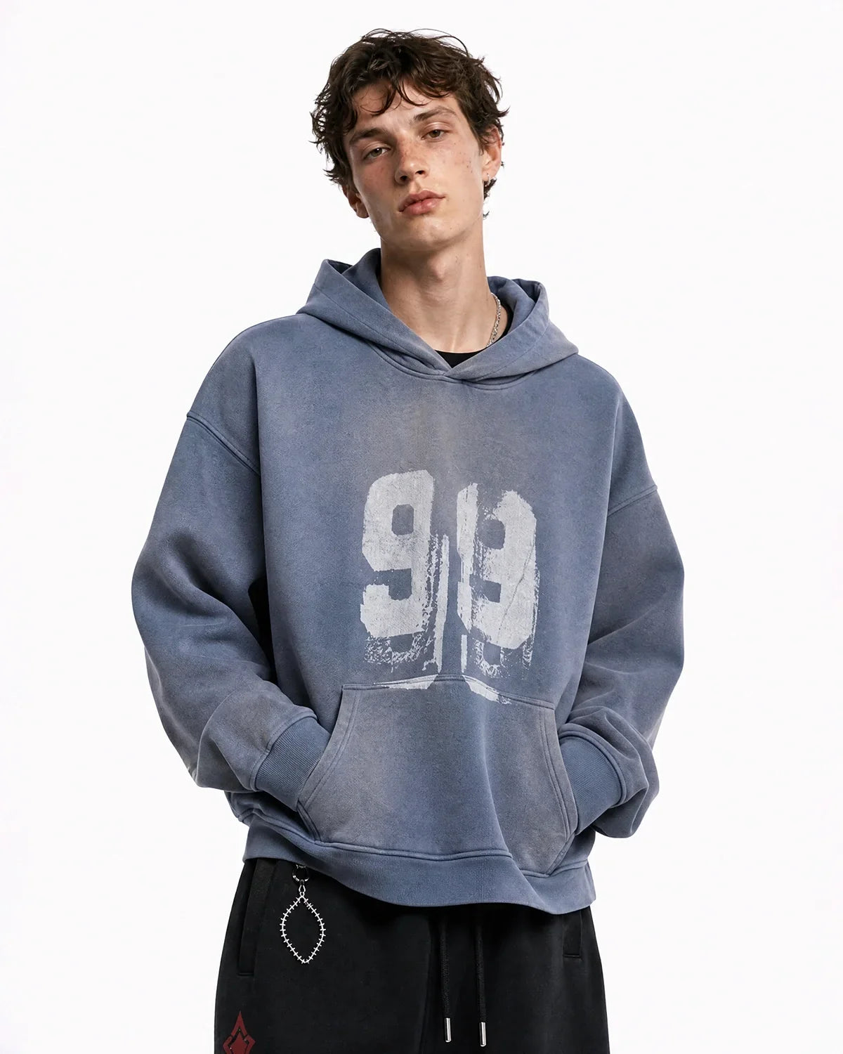 Graffiti Print Washed Fleece hoodie