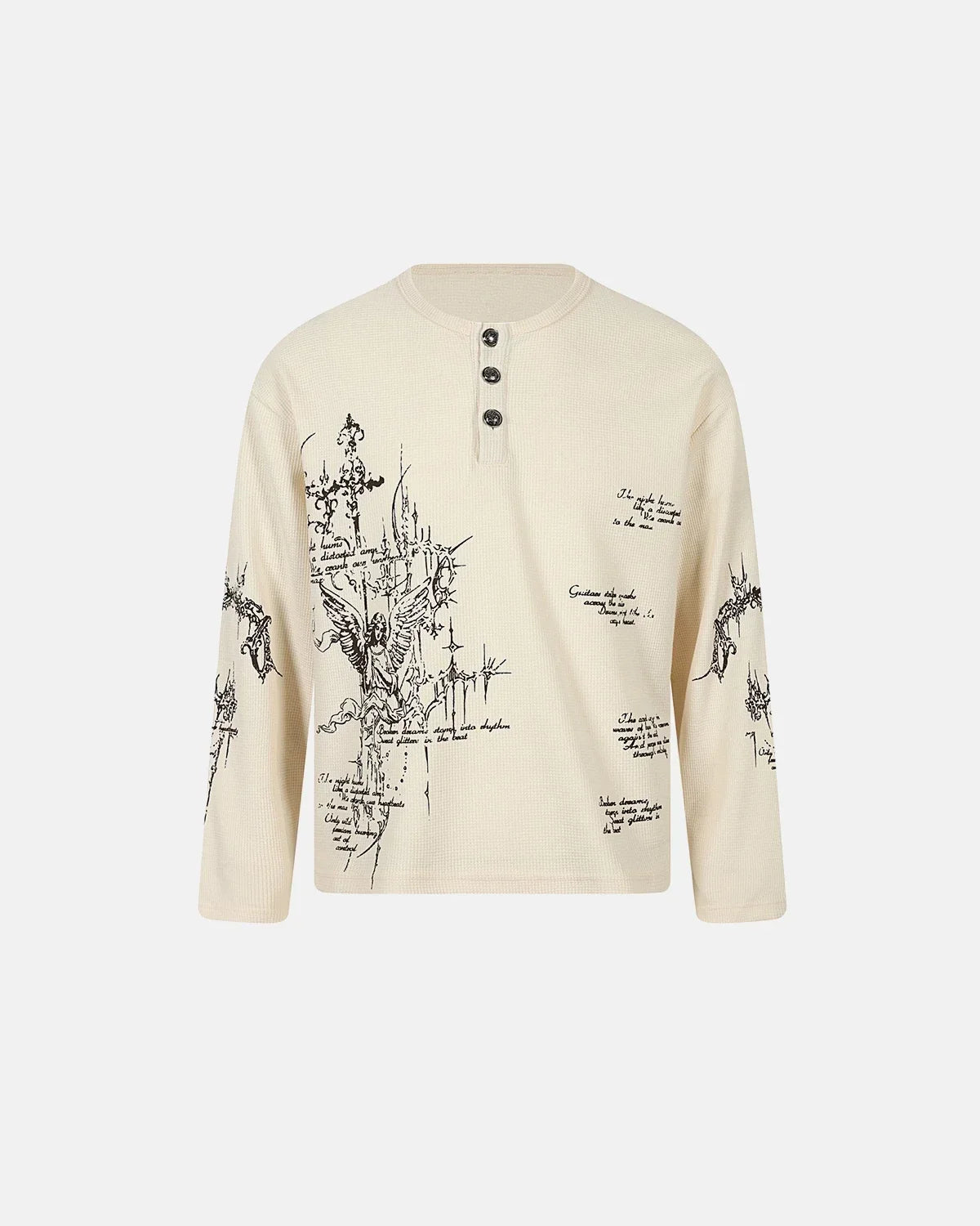 Graphic Henley Long Sleeve T-Shirt