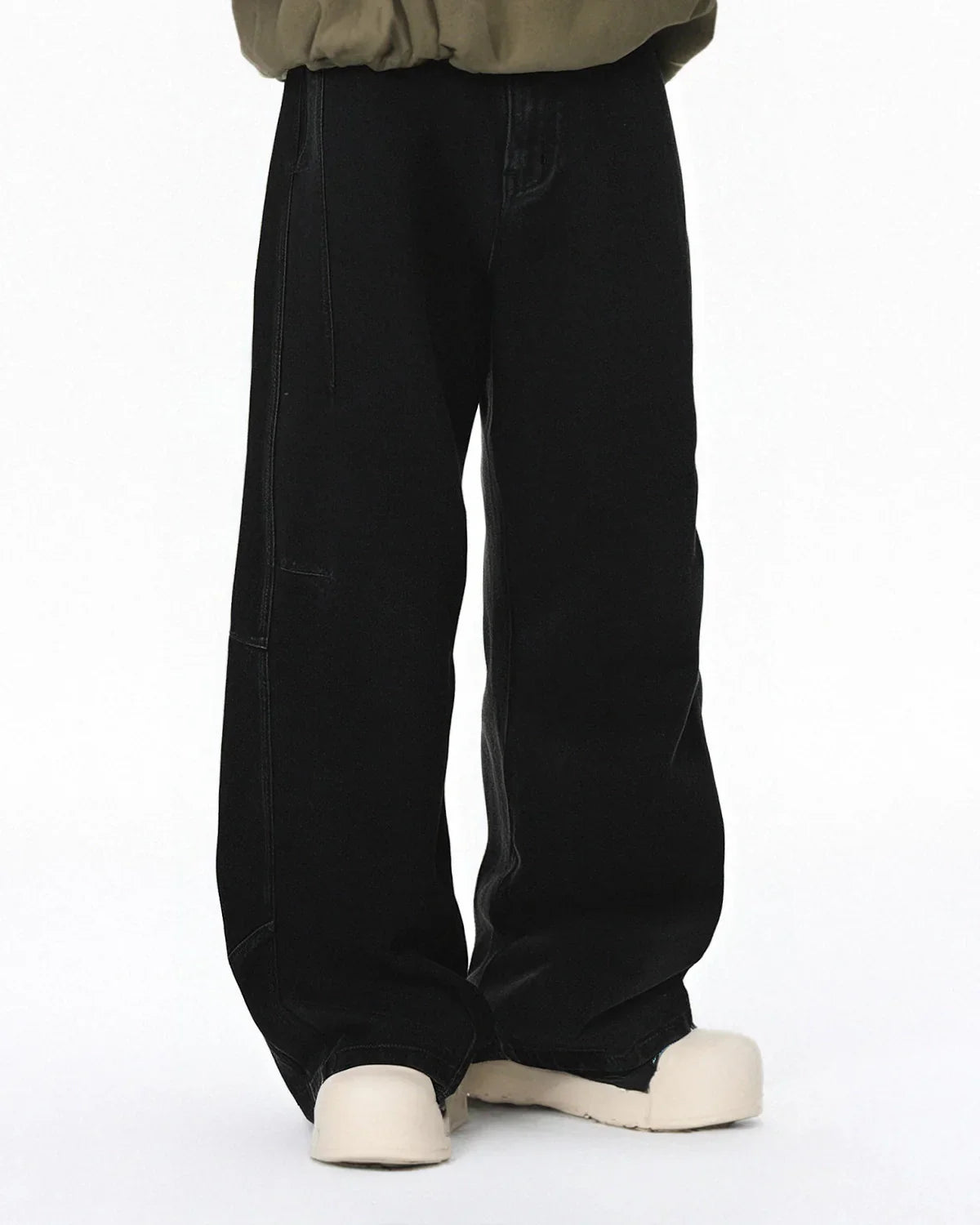 Acid Washed Black Barrel Jeans