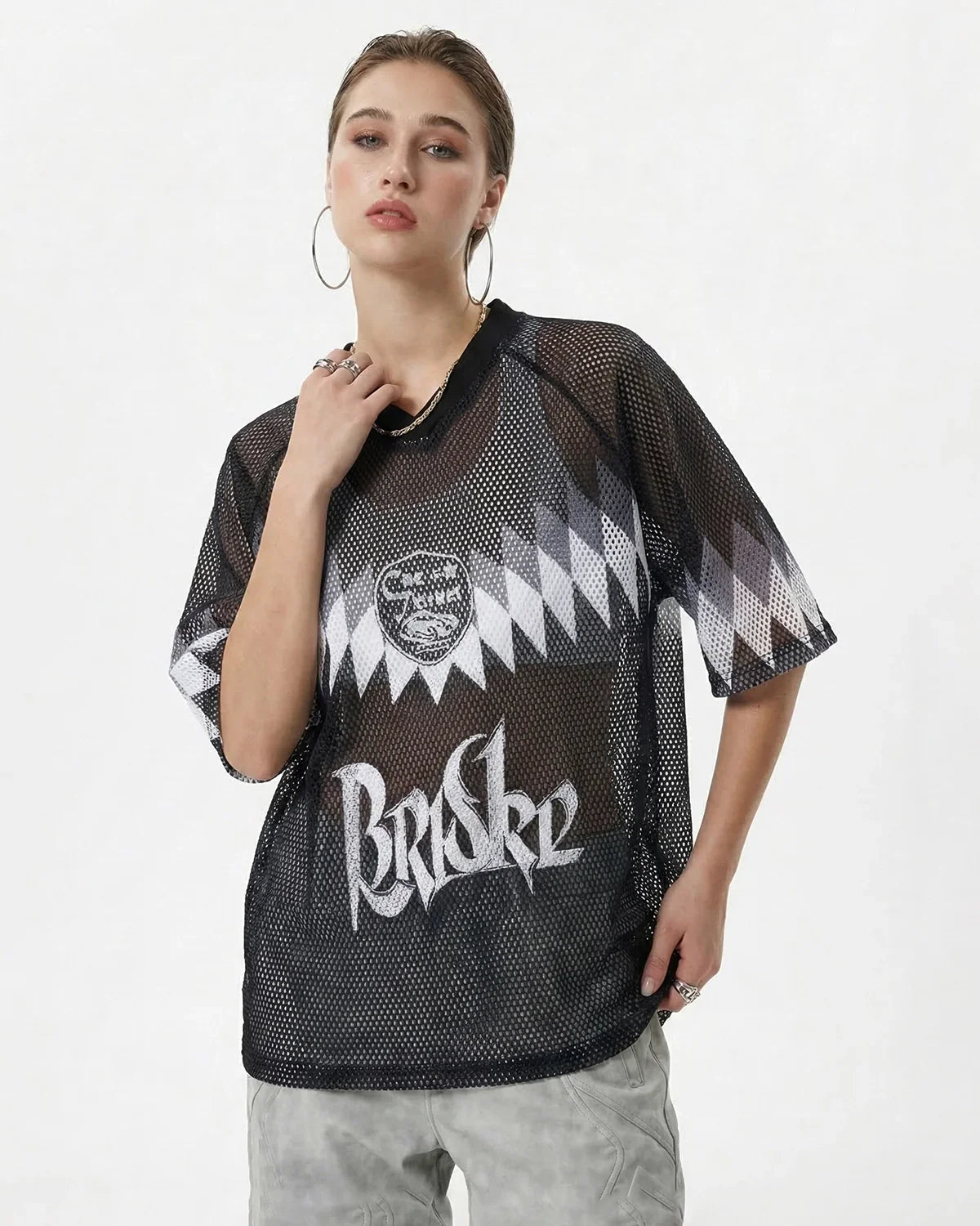 Graphic Mesh Oversized Jersey