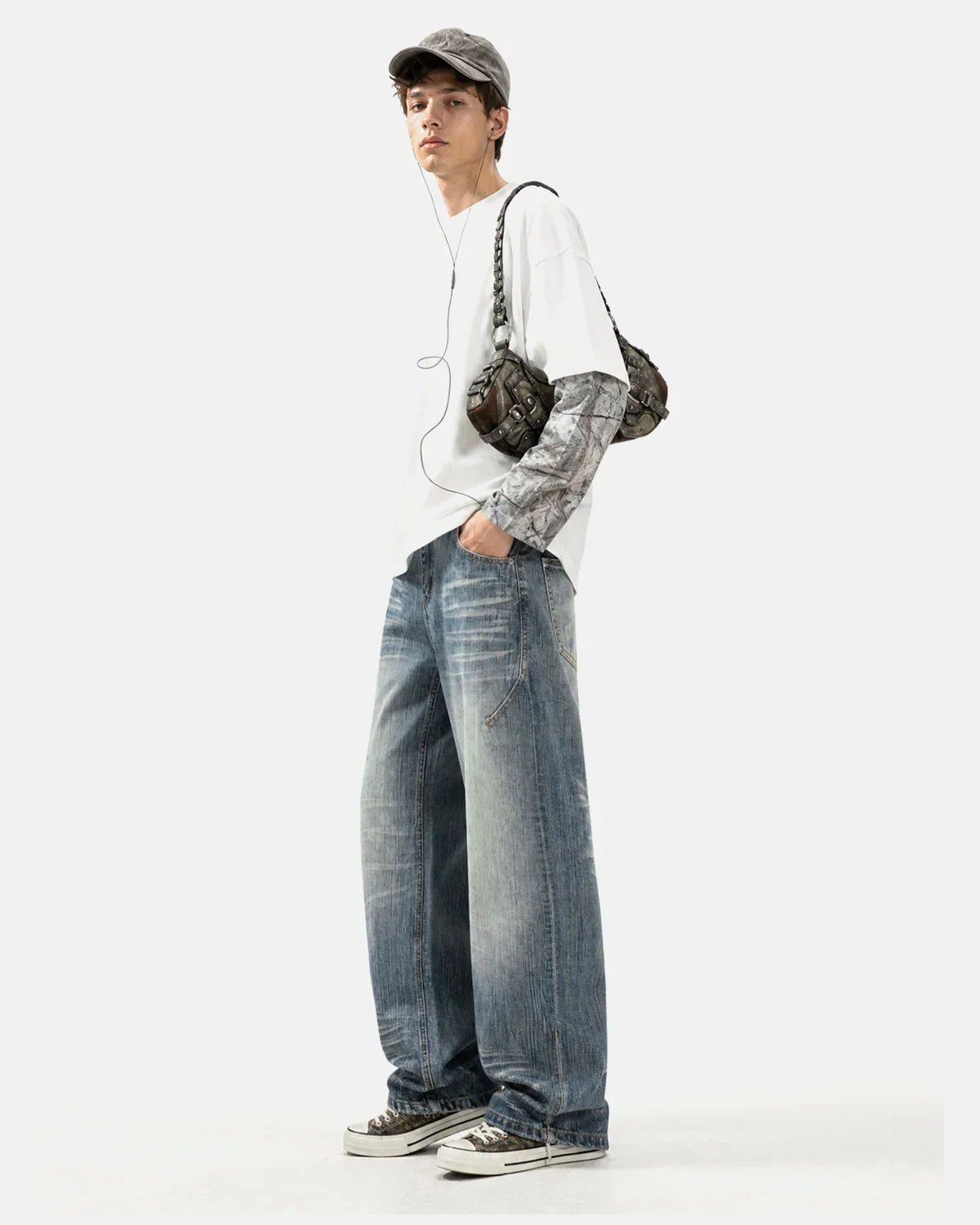 Whisker Wash Bamboo Weave Jeans