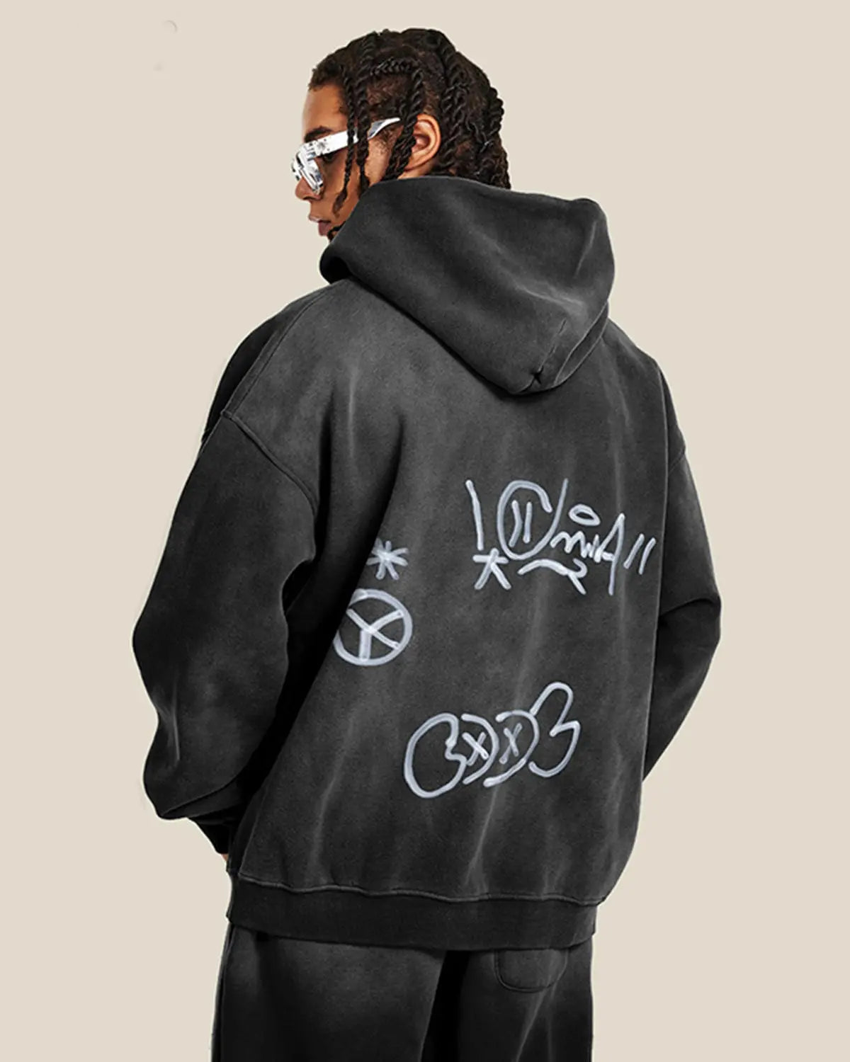 Graffiti Washed Zip Up Hoodies