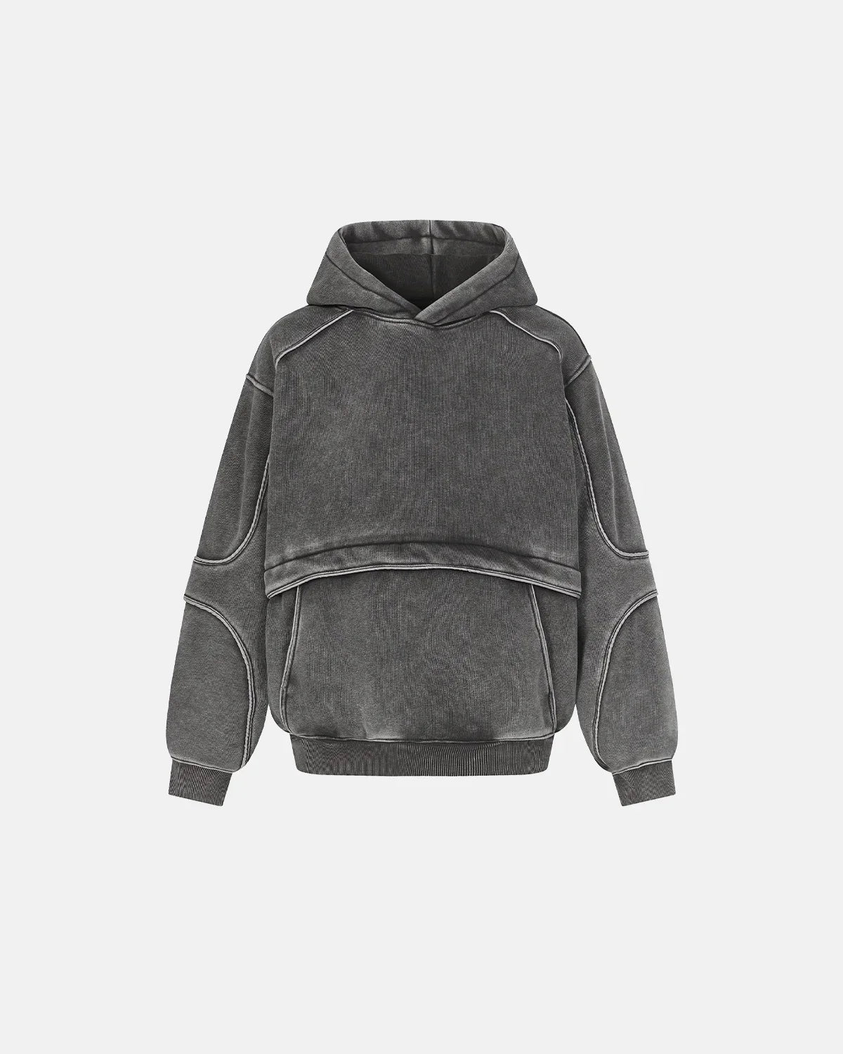 Washed Reflective Piping Boxy Hoodie