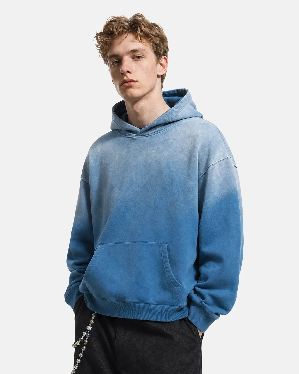 Blue Acid Wash Oversized Hoodie