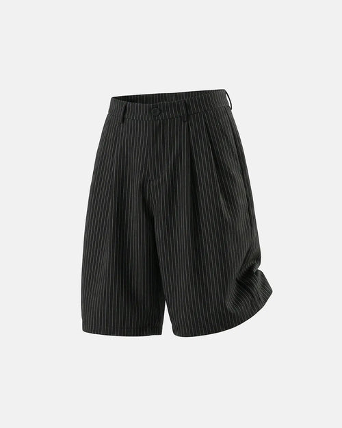 Short plissé taillé à fines rayures - Noir / M