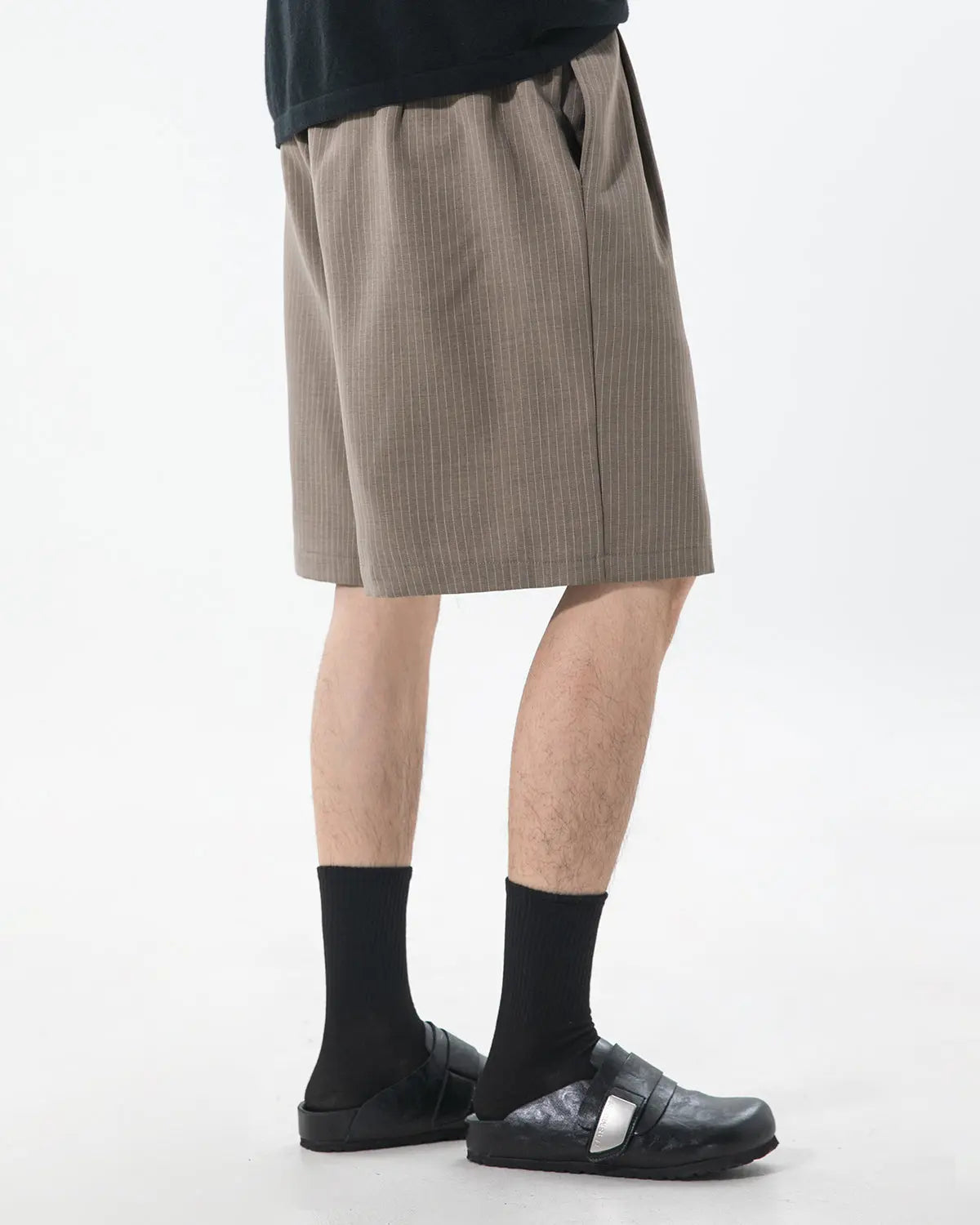 Pinstripe Pleated Tailored Shorts