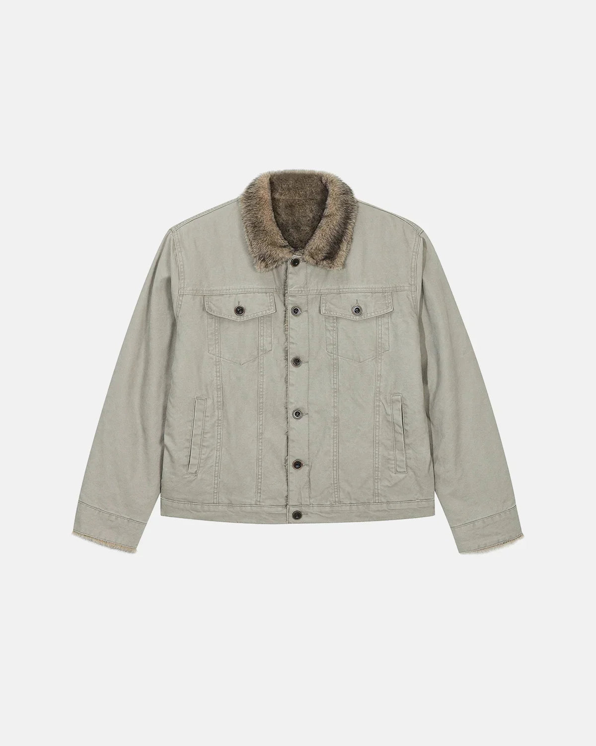 Veste de travail en suédine lavée doublée de fausse fourrure
