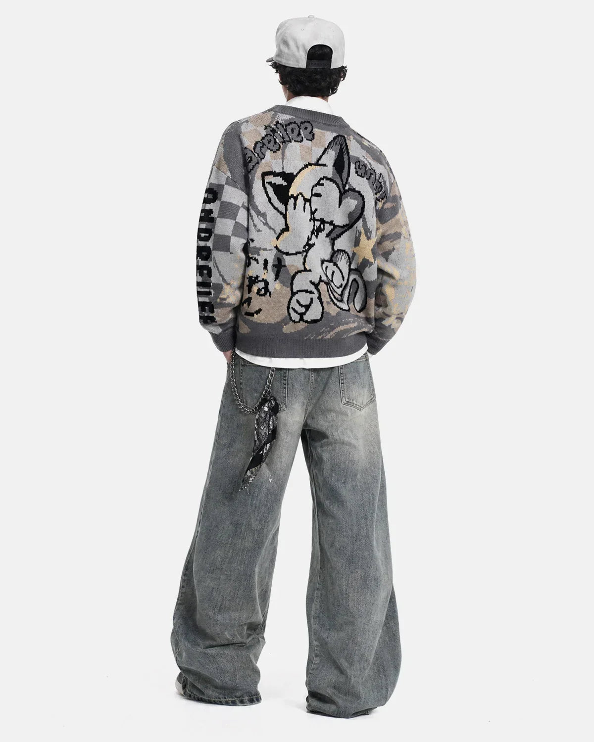 Comic Graphic Crew Neck Knit Sweater