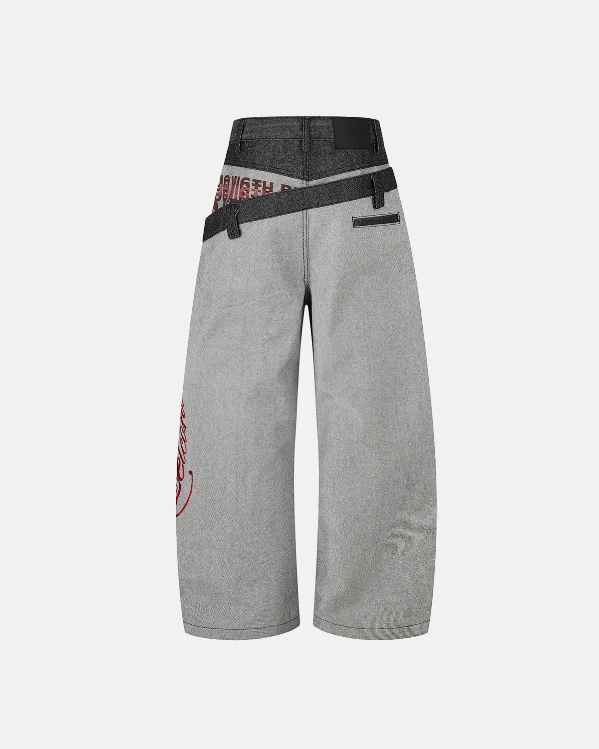 Asymmetric Double Waist Baggy Jeans