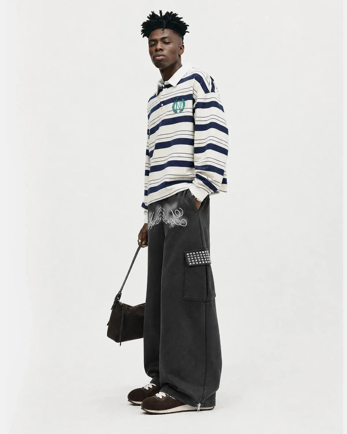 Calça de Moletom Cargo Baggy com Tachas