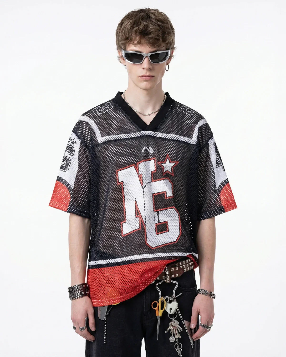 Colorblock Mesh Jersey T-Shirt