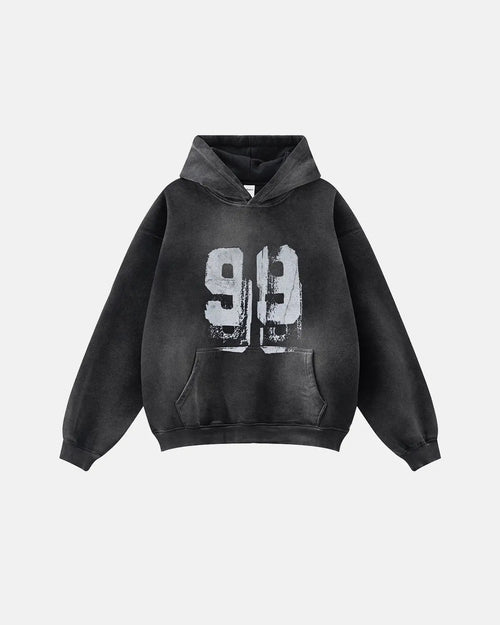 Moletom com capuz em fleece estonado com estampa de grafite - Preto / S
